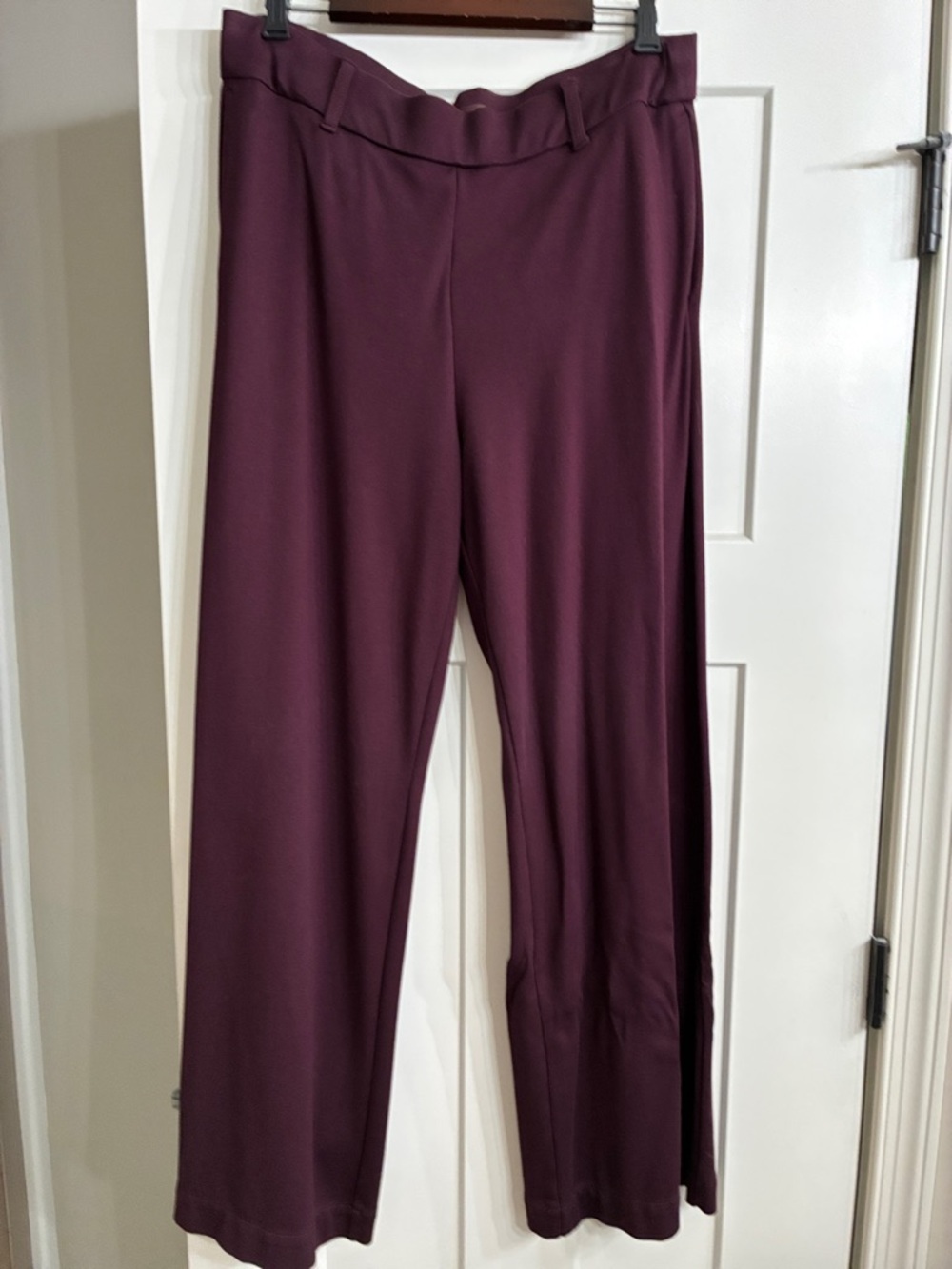 Lee Wide-Leg Trousers in Deep Plum - Picture 1 of 6
